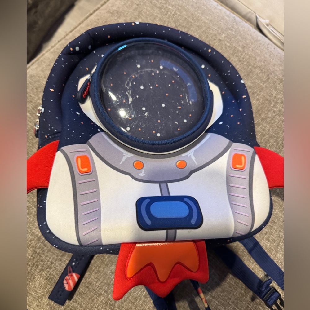 Space Rocket Kids Backpack with safety leash. Great for kids 2-6